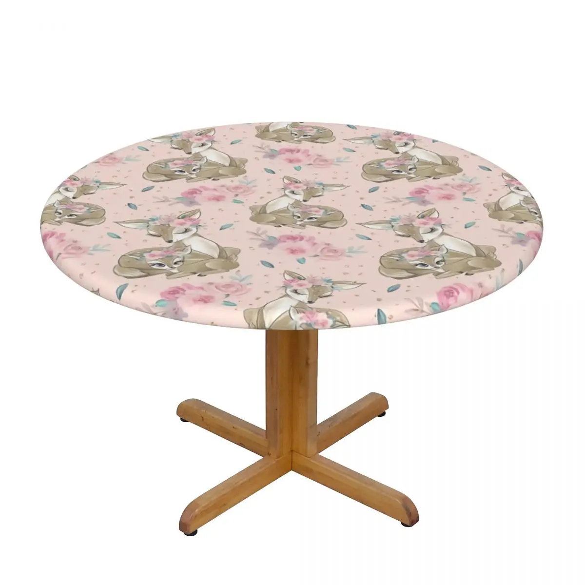 Round Waterproof Oil-Proof Disney Bambi Animated Movies Tablecloth Backing Elastic Edge Table Cover 45