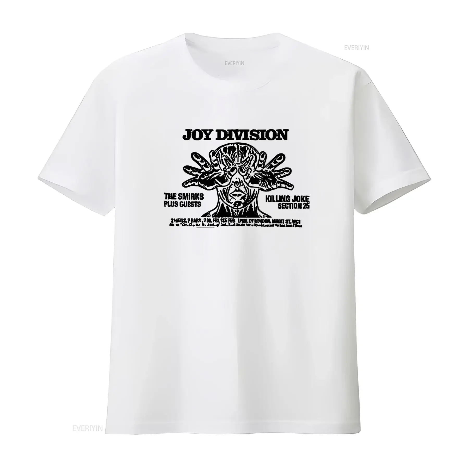 Mens Joy Division The Smirks Gig Poster Inspired T Shirt Post Punk Indie Music Band  vintage Washed Top For Everyday Wear