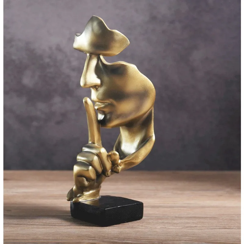 Creativity Mask Gesture Ornament Nordic Silence Sculptures Home Decor Office Desk Sculpture Office Living Room Decoration Gift