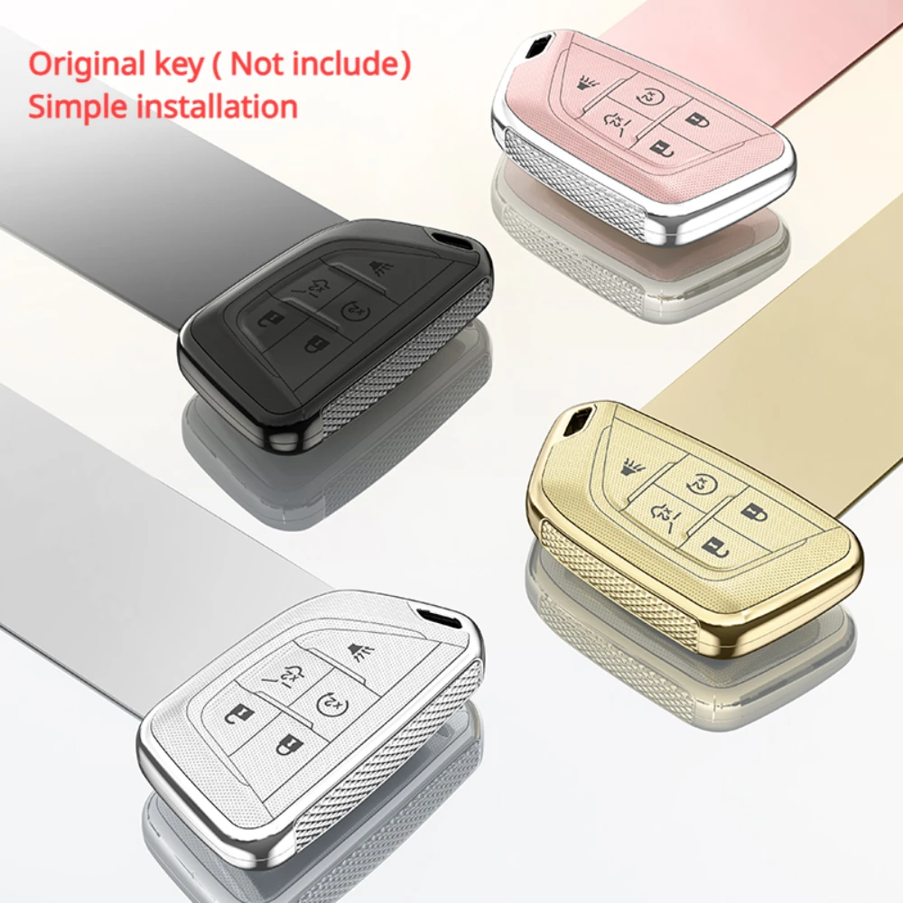 

PC Car Remote Key Case Cover For Cadillac ESV Escalade CTS XTS SRX ATS ct4 CT4-V C8 CT5 XT5 XT6 Protector Keychain Accessories