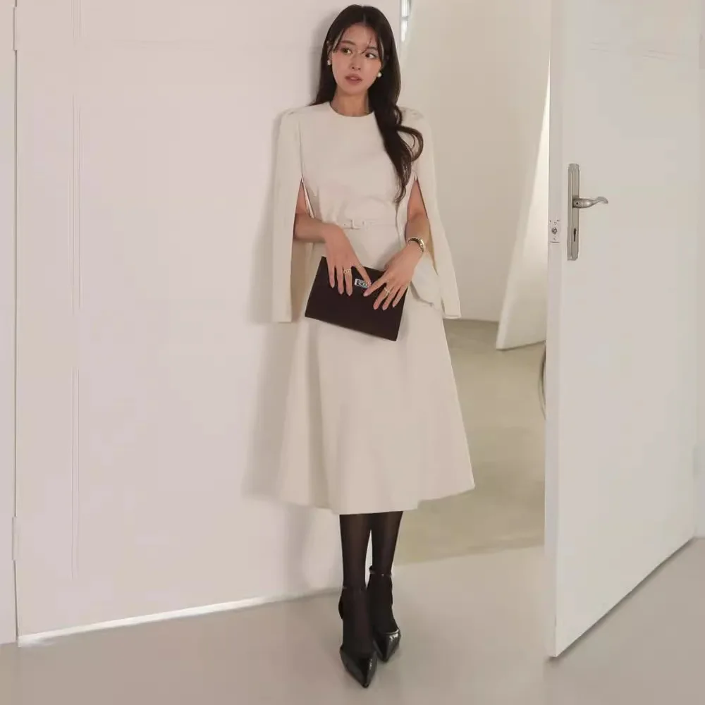 تنورة Ele Ladylike Cape Dr النسائية الراقية ذات الخصر المفصلي للتنقل على الكتف awl ميدي تنورة f Sve round Ne