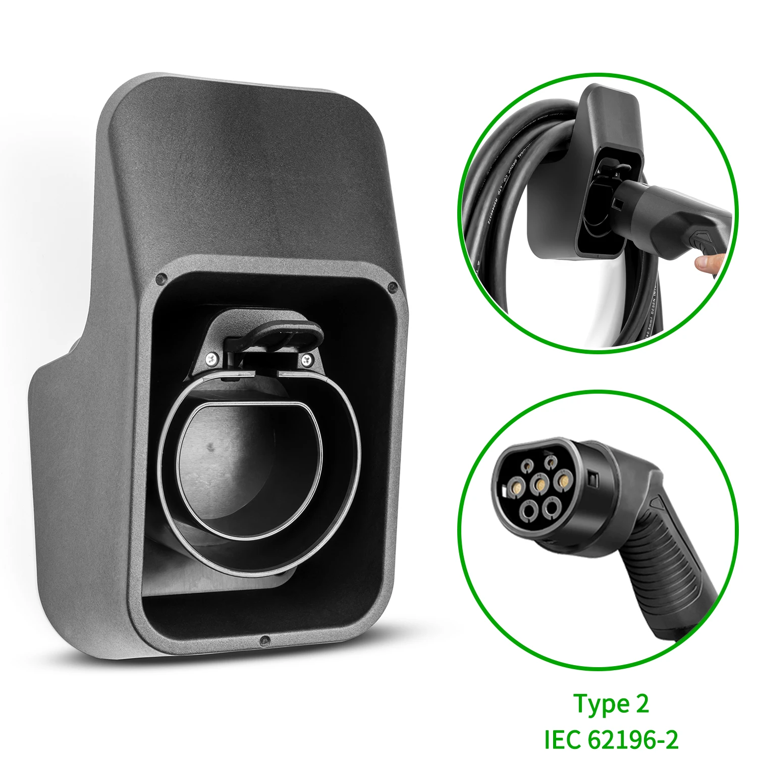 EV Charger Holder Set Type2 Type1 GBT Electric Vehicle Charging Cable Holder Holster Wall-Mount Bracket Fixed Clip Dummy Socket