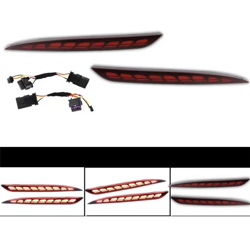 1 Pair New Dragon Scales Turning Light for Tesla Model 3 Rear Bumper Light Rear Fog Light Retrofit Red Case