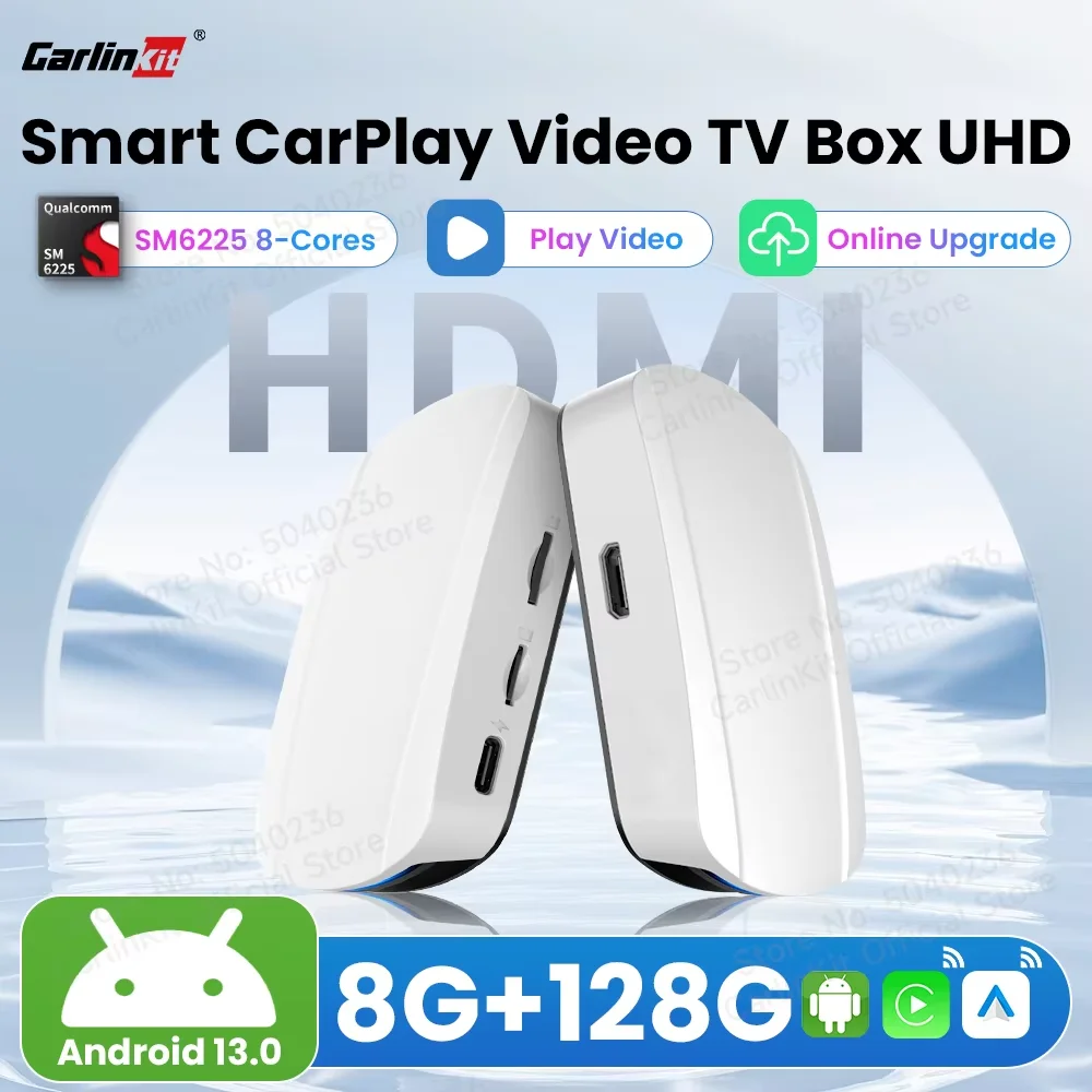 128GB CarlinKit HDMI CarPlay Ai Box Android 13 Wireless CarPlay Android Auto HD Video Output FOTA Upgrade For Netflix Play Store