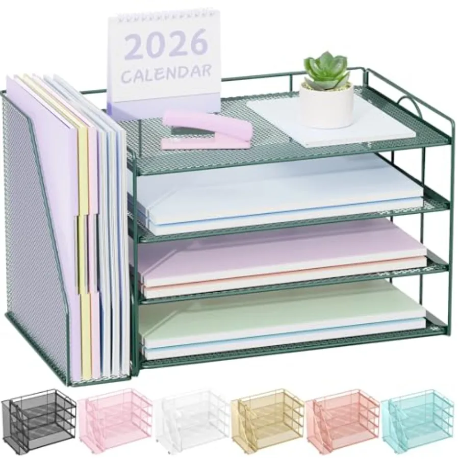 

Paper Organizer for Office Desk Use, Made of Durable Black Metal, Sleek Design with Smooth Edges and Space-Saving Vertical Stor