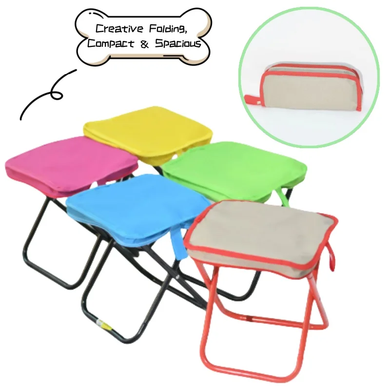 

Foldable Mini Folding Stool with Carry Bag Lightweight Outdoor ChairCreative Pencil Case Design for Camping Beach Fishing