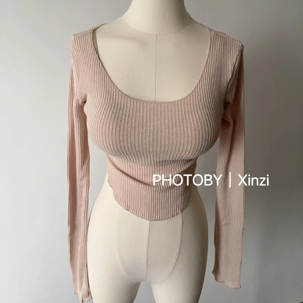 Wholesale Sexy Scoop Neck Tight Tops Slim Fit T Shirt Women Summer High Strecth Tee Shirts Long Sleeve Solid Short Thin Top