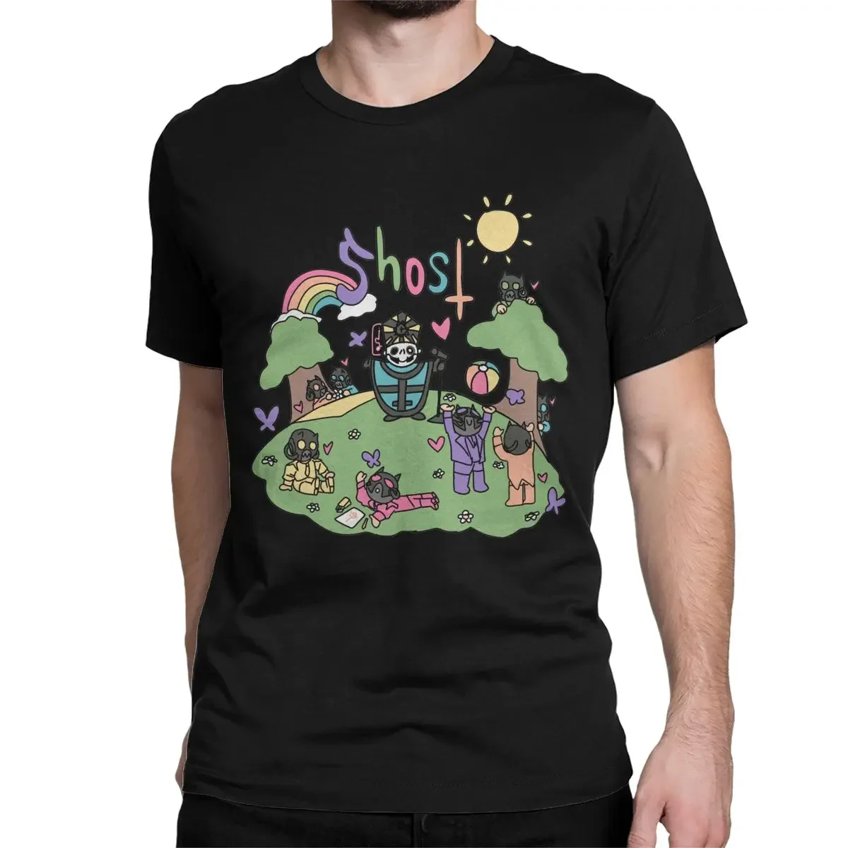 Incredibile maglietta Ghost Music Band per uomo donna girocollo T-shirt in puro cotone Kawaii Cartoon manica corta