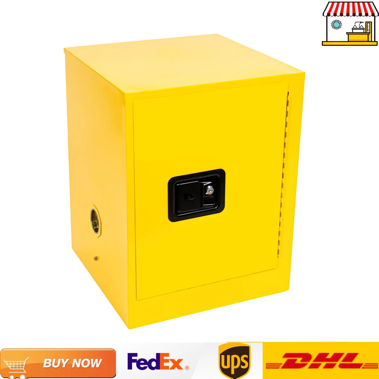 4 Gallon Safety Cabinet Hazardous Storage Cabinet for Flammable Material Storage 17*17*22in Yellow