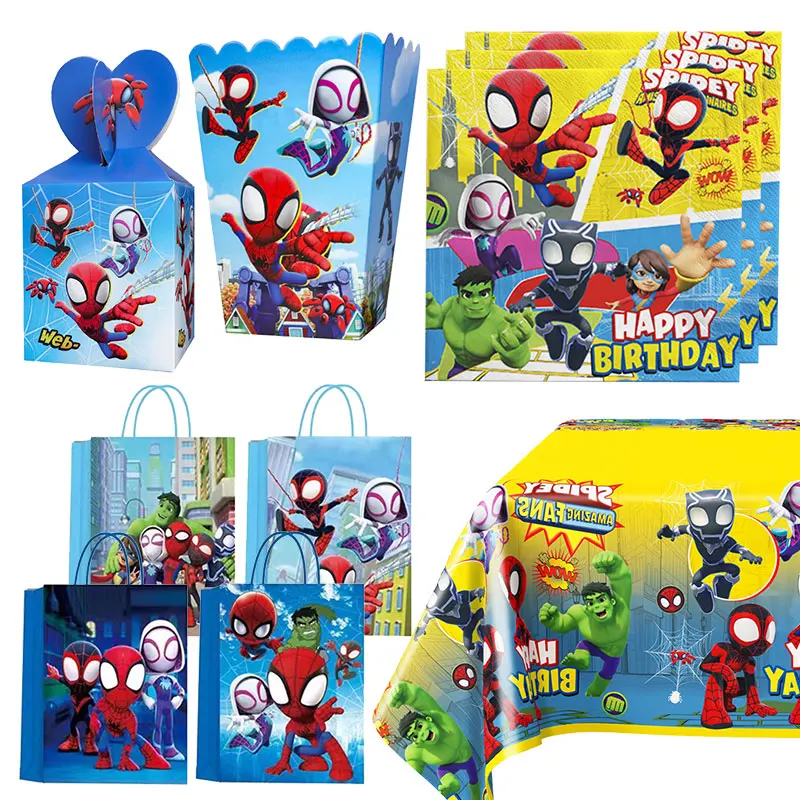 Spidey And Friends Birthday Party Decoration Kids Spidey Theme Tableware Set Plates Balloons Deco Happy Banner Supplies For Boy