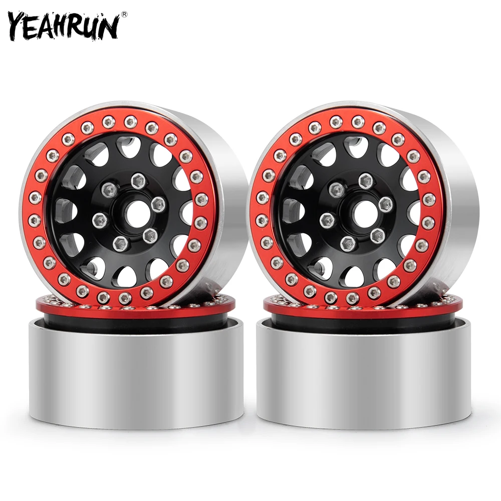 

YEAHRUN 4Pcs 1.9 Beadlock Aluminum Wheel Rim Hub for 1/10 RC Crawler Car Axial SCX10 90046 AXI03007 TRX4 D90 Gen8 MST