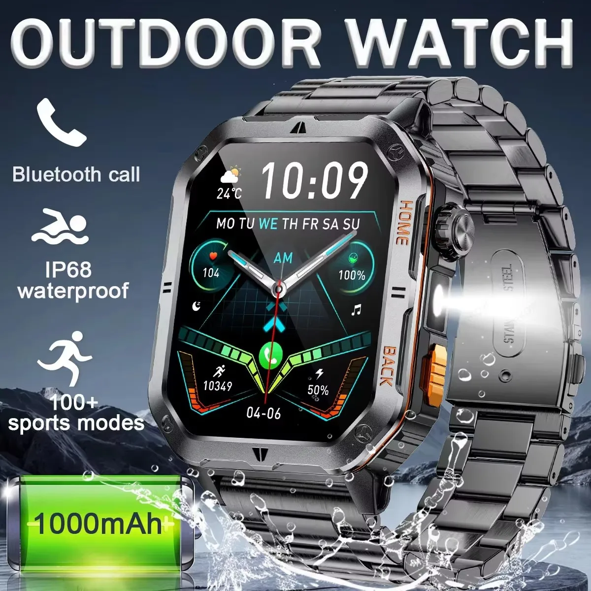 

2025 New Outdoor Military Smartwatch swim Bluetooth Talking Smartwatch 2.01 "HD screen AMOLED Sports Fitness Watch Gift