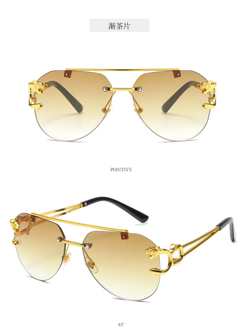 Neue randlose Piloten-Sonnenbrille mit Metallrahmen für Damen und Herren – Große runde Sonnenbrille mit Farbverlauf für Reisen – Detail 17