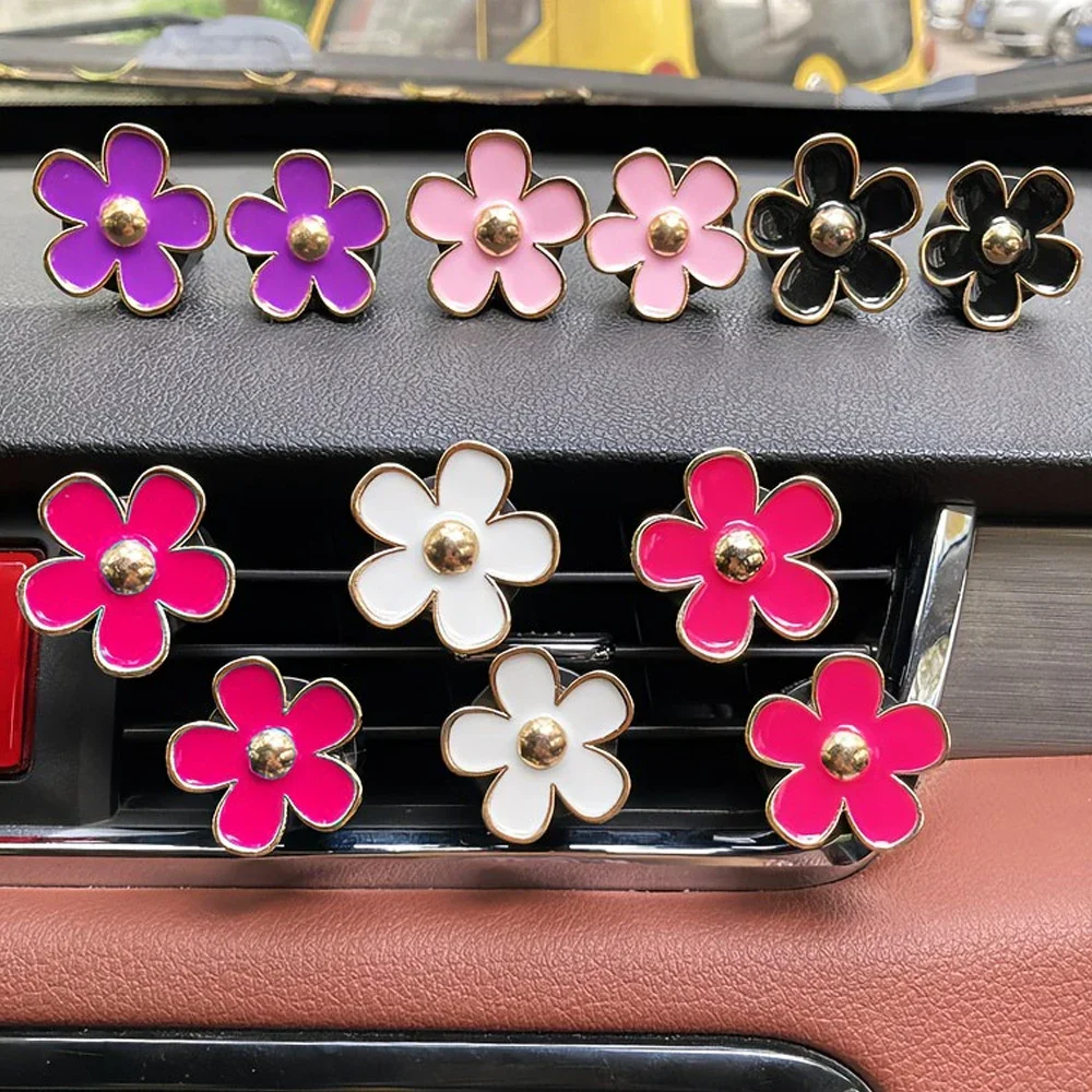 4pcs Flower Air Vent Clip Car Air Freshener Perfume Clip Cute Small Flowers Car Accessories Interior Woman Aromatherapy  Perfume