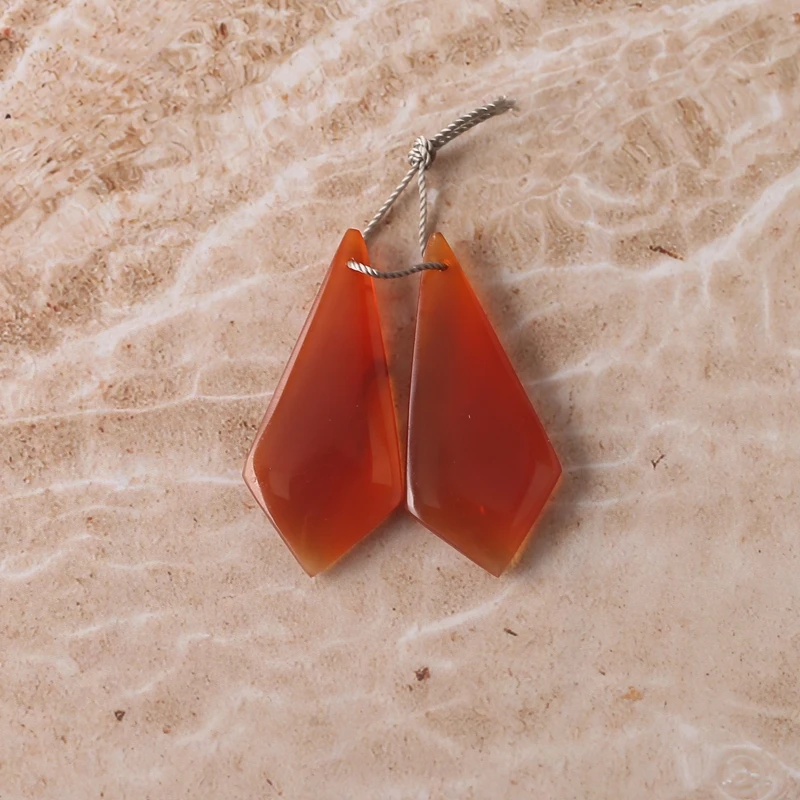 

Natural Stone Red Agate Earrings 38x17x4mm Beads 6.4g Semiprecious Fashion Jewelry Women's Accessory