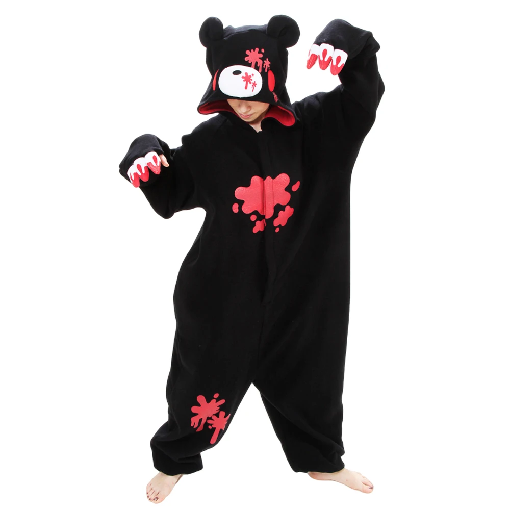 NEW Japan Anime Gloomy Bear Onesies Animal Suits Animal Cosplay Pajamas Pyjama Pink/Black Bear Jumpsuit Party Halloween Costume