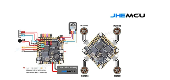 

JHEMCU GHF435AIO V2 20A FPV Квадрокоптер F435 2-4S AIO контроллер полета ELRS 2,4G для дрона-самолета