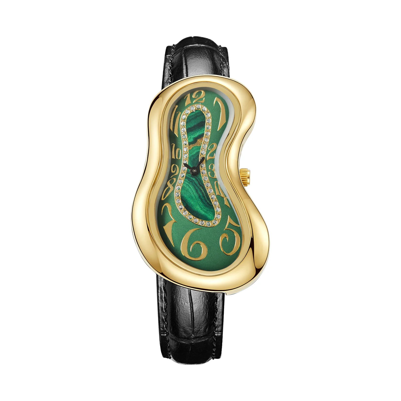 Surrealistische kunst-smeltklokhorloge Uniek zacht quartz polshorloge met lederen band Creatief modehorloge voor heren en dames