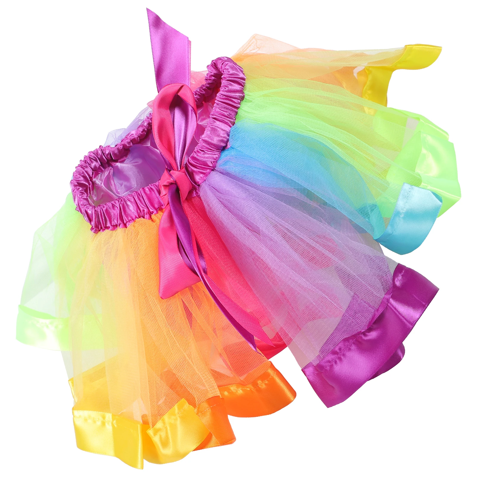

Rainbow Princess Dress Colorful Tutu Skirt for Girls Layered Tulle Mesh Costumes Woman Ballet Party Accessories