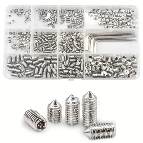 Imagen 1 del producto Kit de tornillos de fijación con casquillo hexagonal de tornillos de punta cónica de acero inoxidable 304, utilizado para manijas de puertas, dispositivos de fijación de baño, con llave