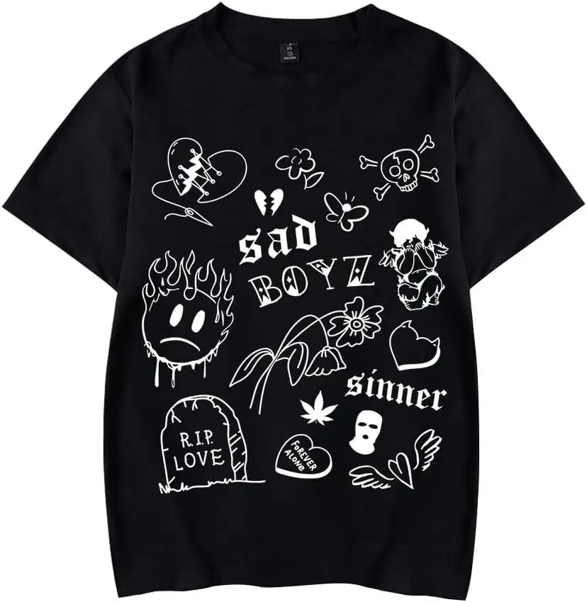 

Junior H No Love Tee Sad Boyz Tour Merch T Shirt Women Men Crewneck Unisex Casual Short Sleeve Summer Casual Tee Top