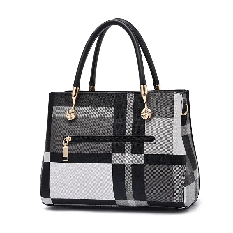 Classic Plaid Pattern Colorblock Shoulder Bag, Elegant Textured Handbag Large Capacity Shoulder Bag