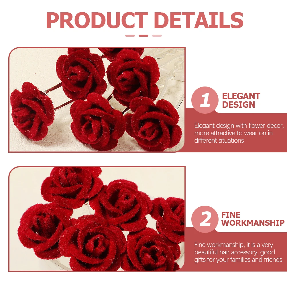 

6Pcs Flower Hairpin Elegant Design for Weddings Parties Bridal Headpieces