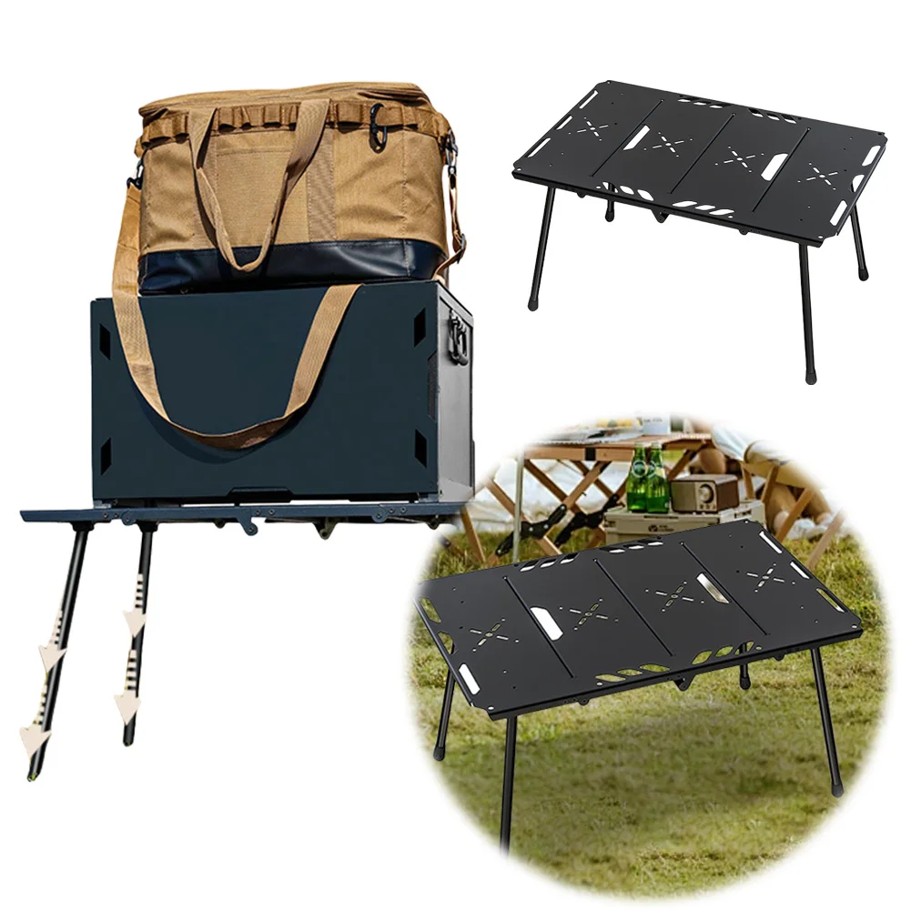 4-Fold Camping Picnic Table with Carry Bag Portable Barbecue Table Collapsible Camping Table for Backpacking Hiking