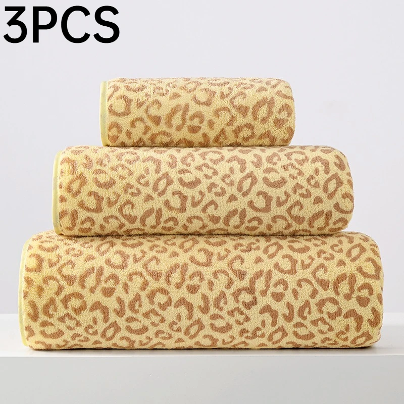 3PCS Round Edge Stitching Fine Fluff Lint-resistant Coral Fleece Towel Set Guest Bath Kit for Hotel Homestay Use