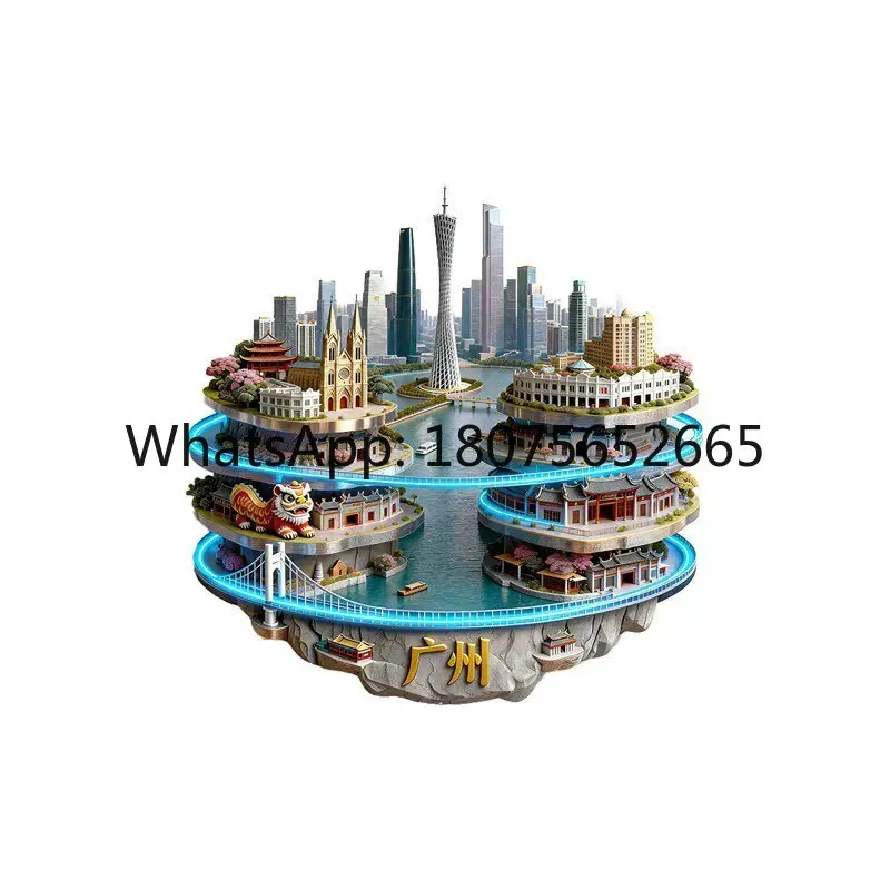 Guangzhou cultural & creative refrigerator magnet - metal embossed magnetic travel souvenir