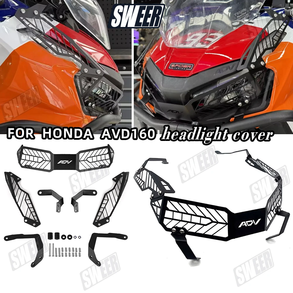 

Motorcycle Headlight Carbon Steel Cover Compatible With Honda ADV150 ADV160 2019-2025 Front Headlamp Shield Grile Guard
