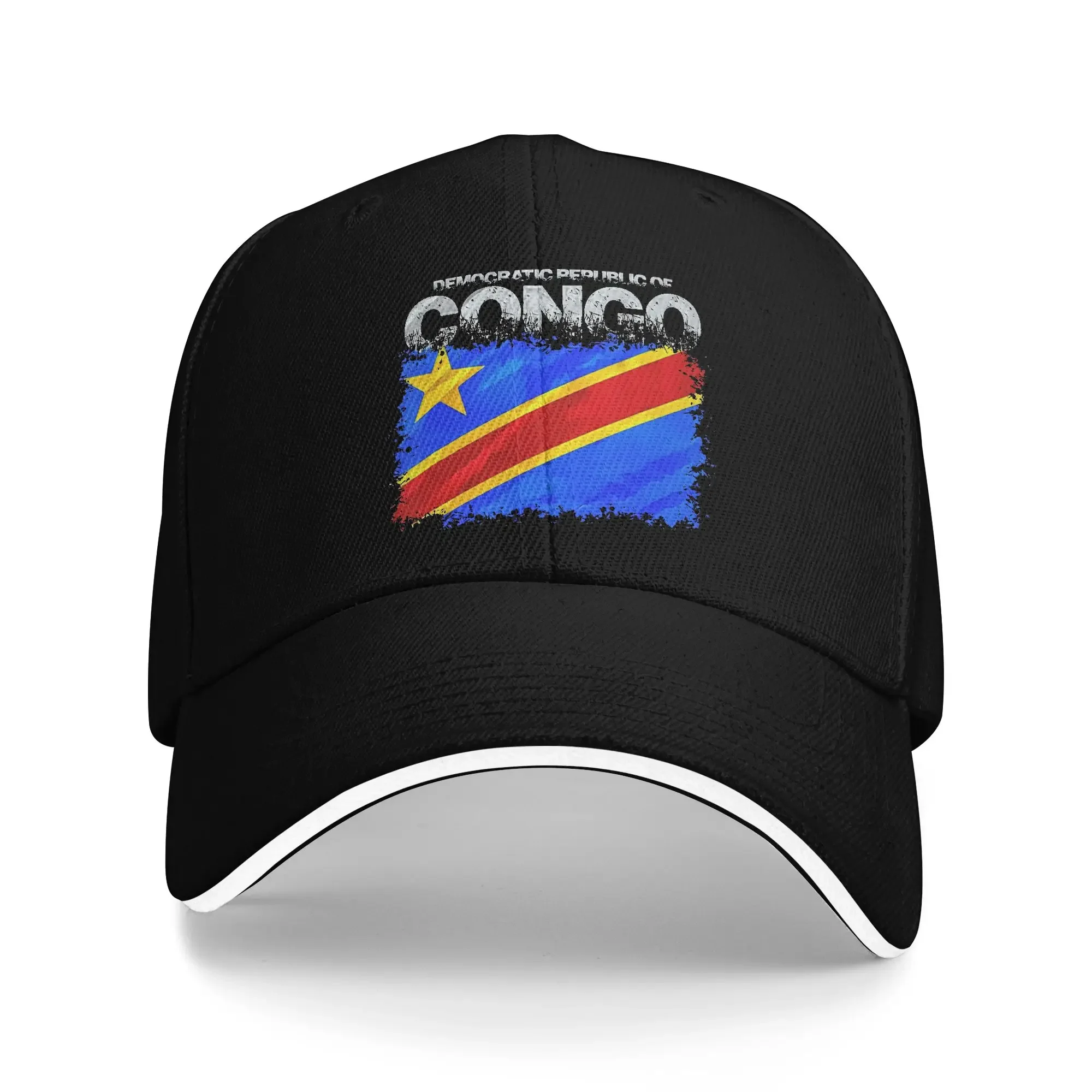 Flag Democratic Republic Of Congo Sandwich Baseball Caps Fashion African Unisex Breathable Adjustable Headwear Travel Gift Hat