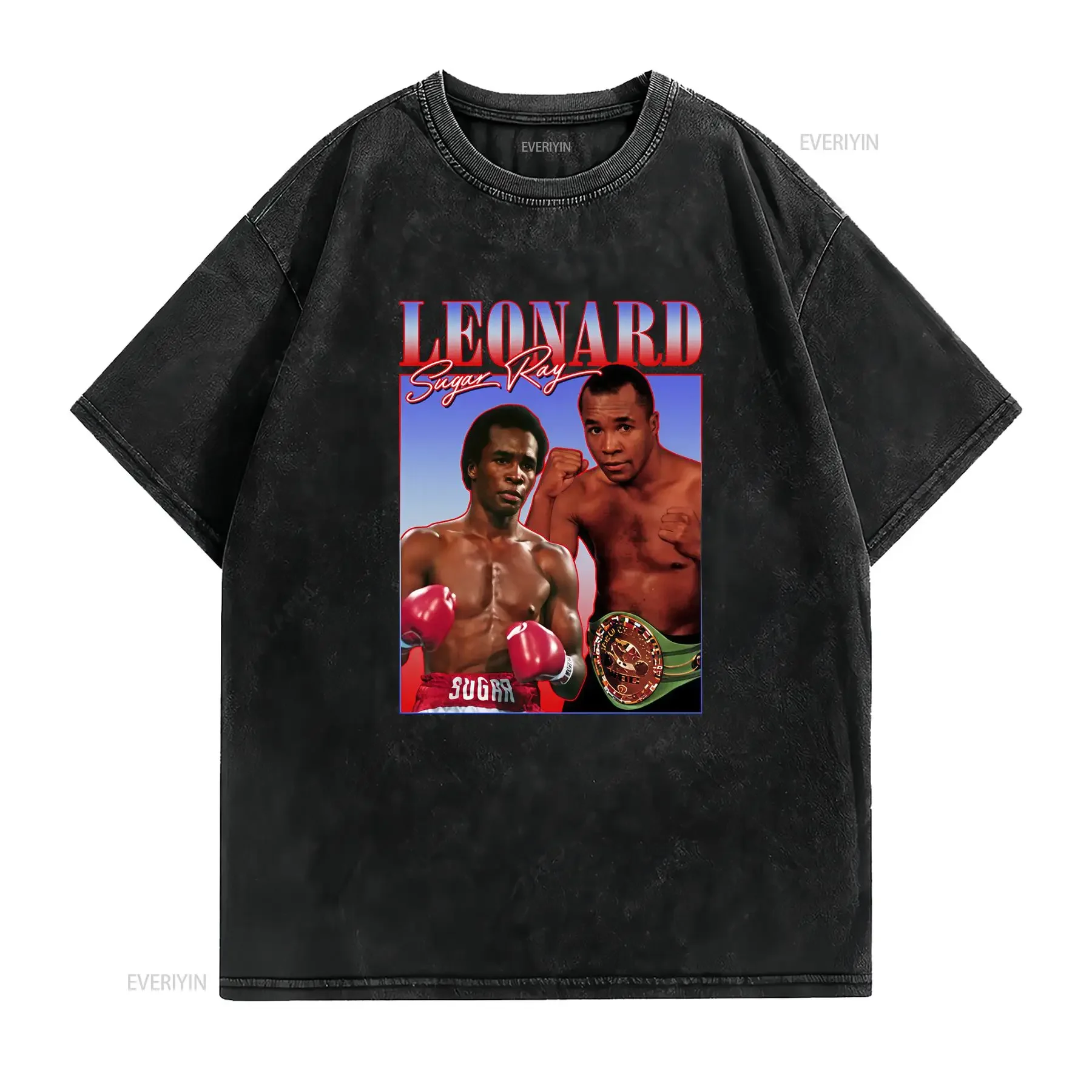 Sugar Ray Leonard 90s Style T Shirt vintage Washed Stretched Breathable Casual Comfortable homme fashion designer clothes Soft