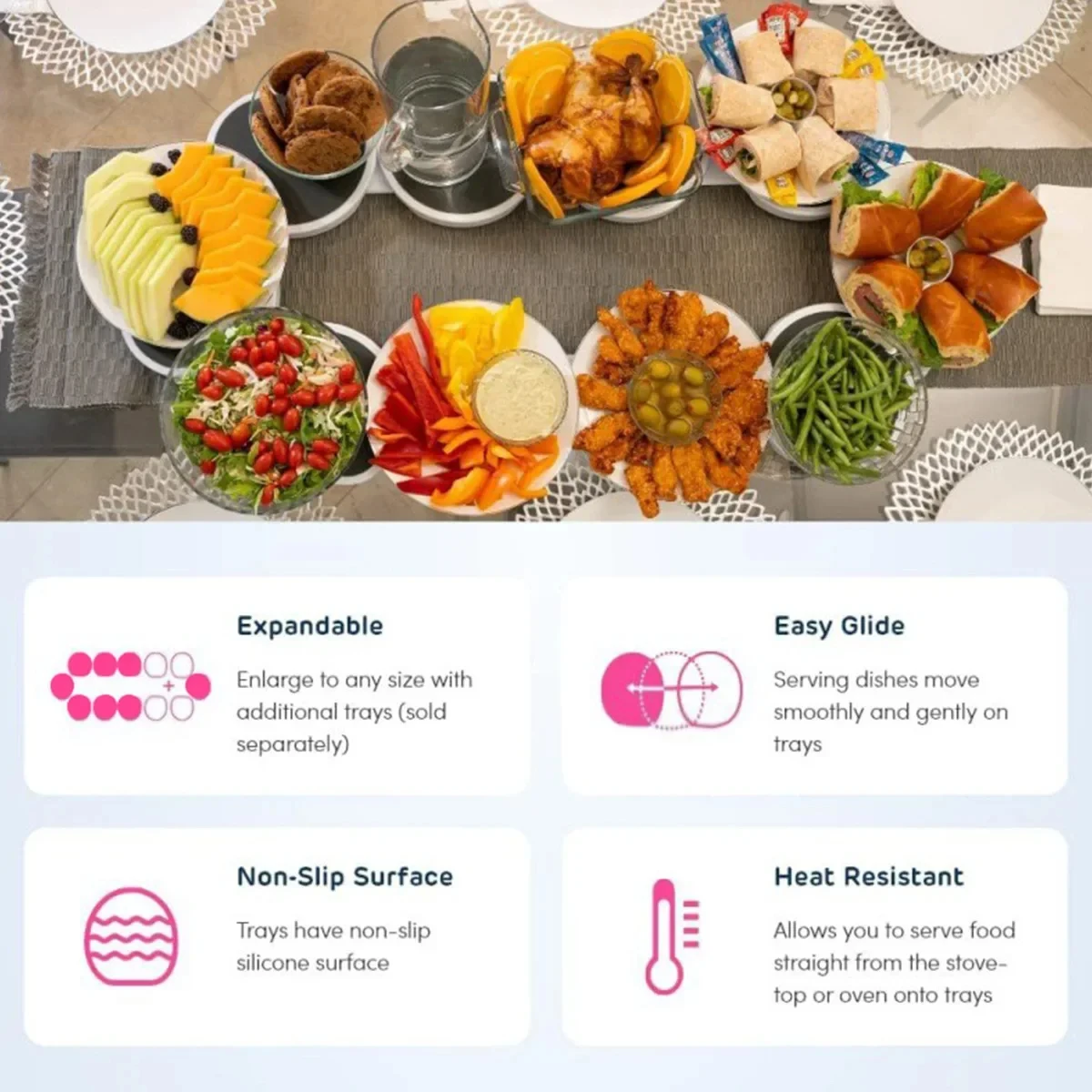 

Кухонный обеденный стол, поворотный стол, кухонная столешница, вращение на 360 градусов, универсальный, термостойкий для прямоугольного стола
