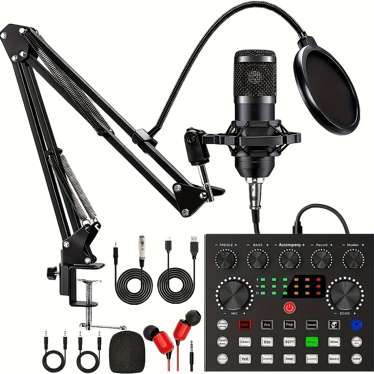 

BM800 V8S microphone integrated sound card BM800 condenser microphone podcast microphone recording, broadcasting, and live strea