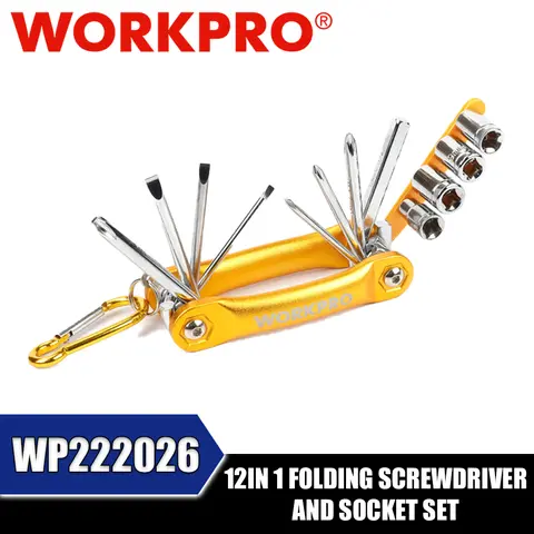 WORKPRO WP222026 12IN 1 Folding Screwdriver and Socket Set Hand Tool