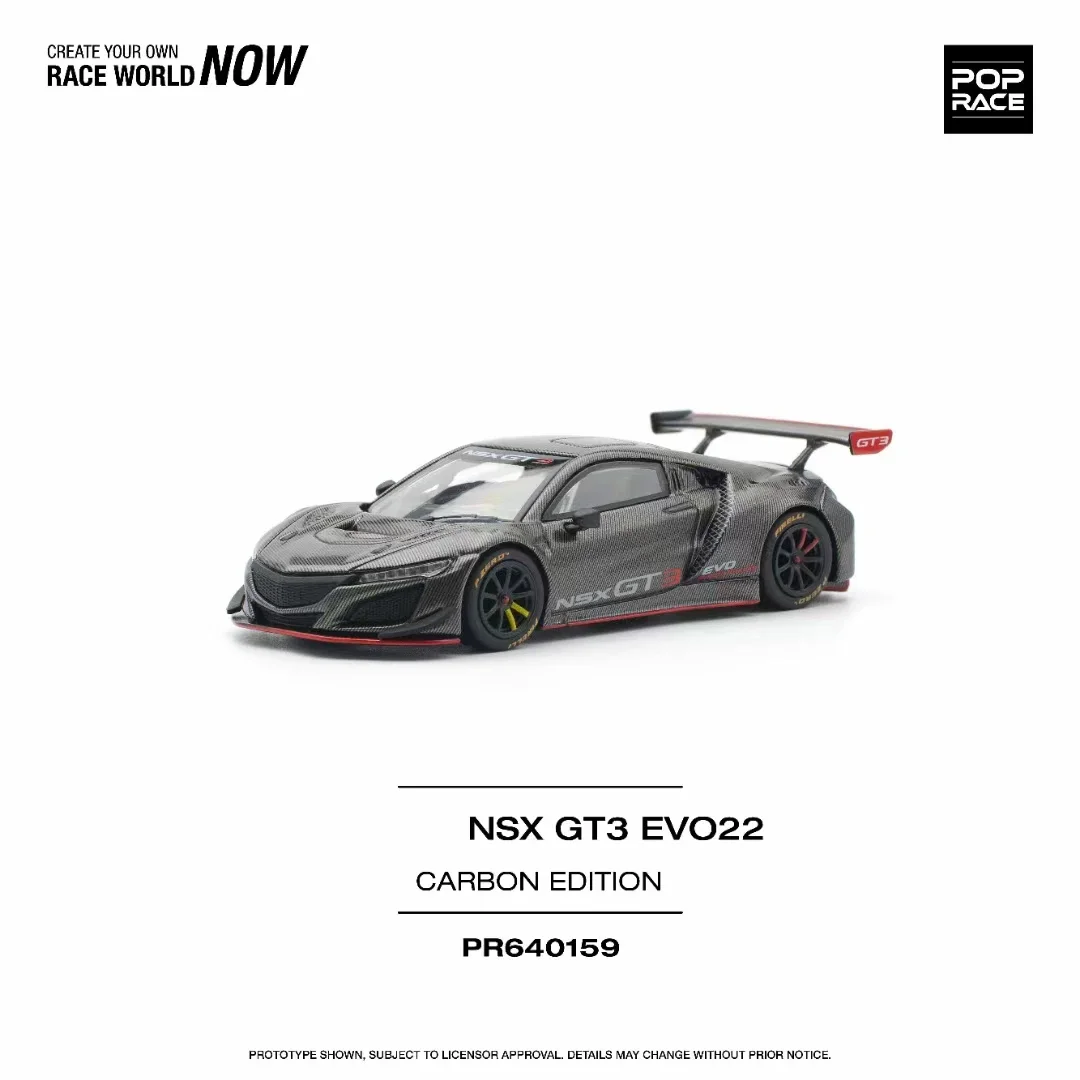 PreSale Pop Race 1:64 NSX GT3 EVO22 Full Carbon Black Diecast Diorama Car Model Collection Miniature Toys