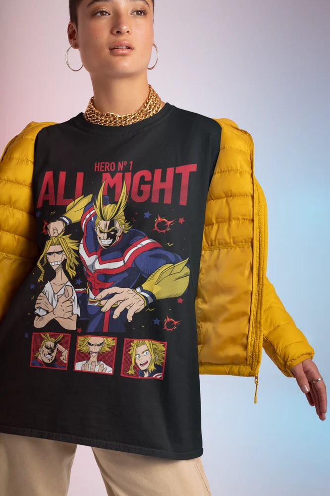 All Might T-shirt Hawks My Hero Academia Boku Armor Strip Gift Shirt All Size
