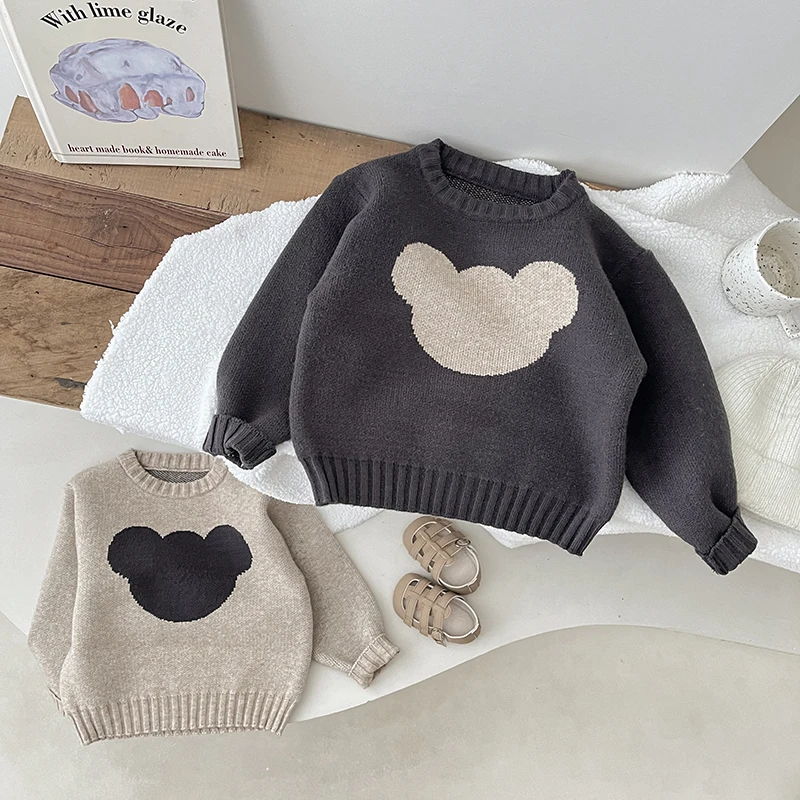 Spring And Autumn Newborn Baby Boys Sweater Cotton Long sleeved Cartoon Bear Korean Fashion Soft Thickened Casual