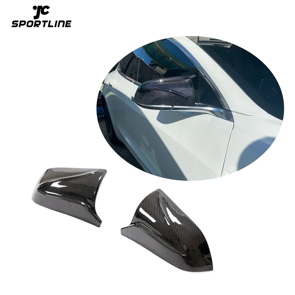 JCSportline Carbon Fiber Replacement Review Mirror Cover for Telsa Model 3 2017-2020