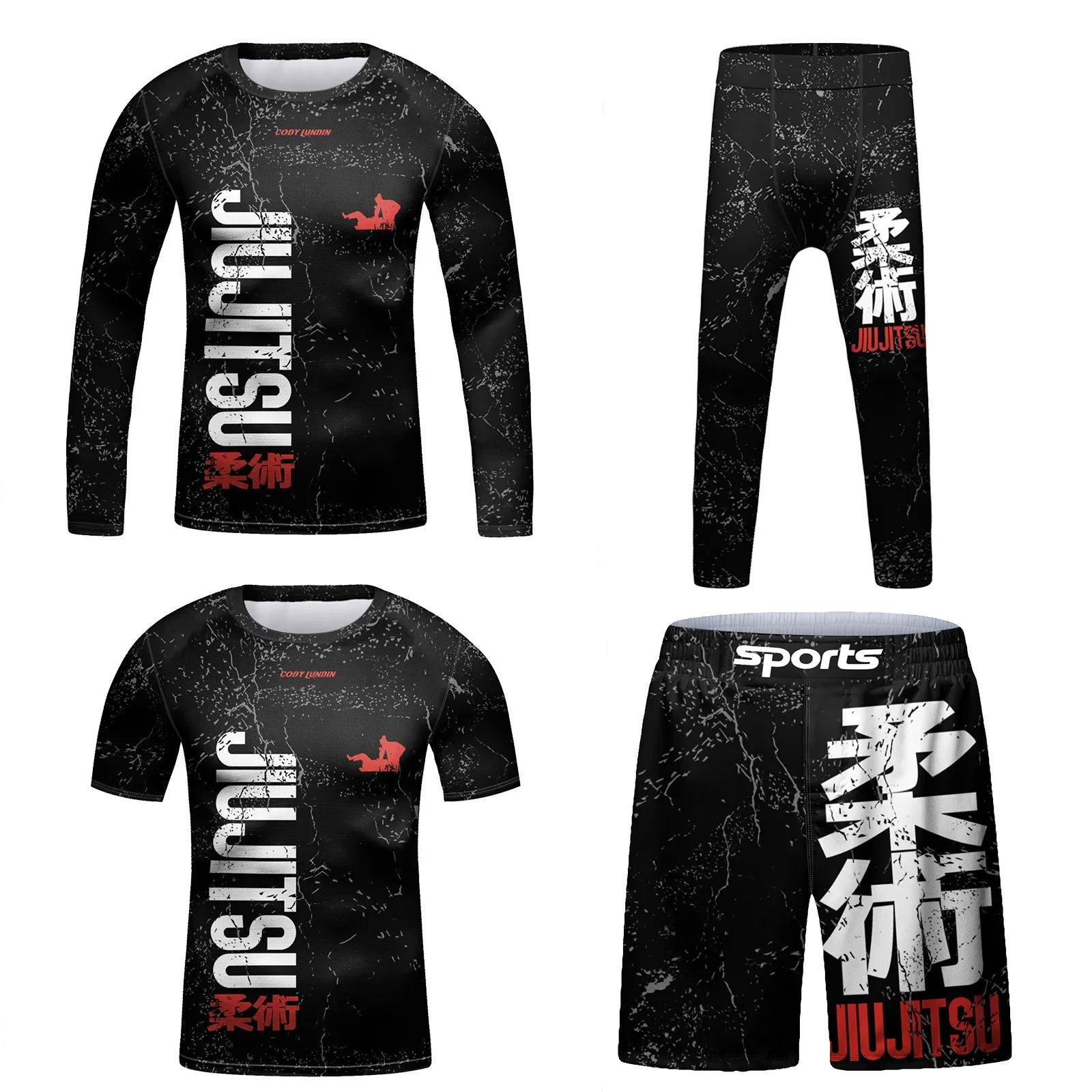 Kids Sportswear MMA Muay Thai Jiu Jitsu Rashguard Training Gym Clothing Boys Children Basketball Running Boxing Set Tracksuit