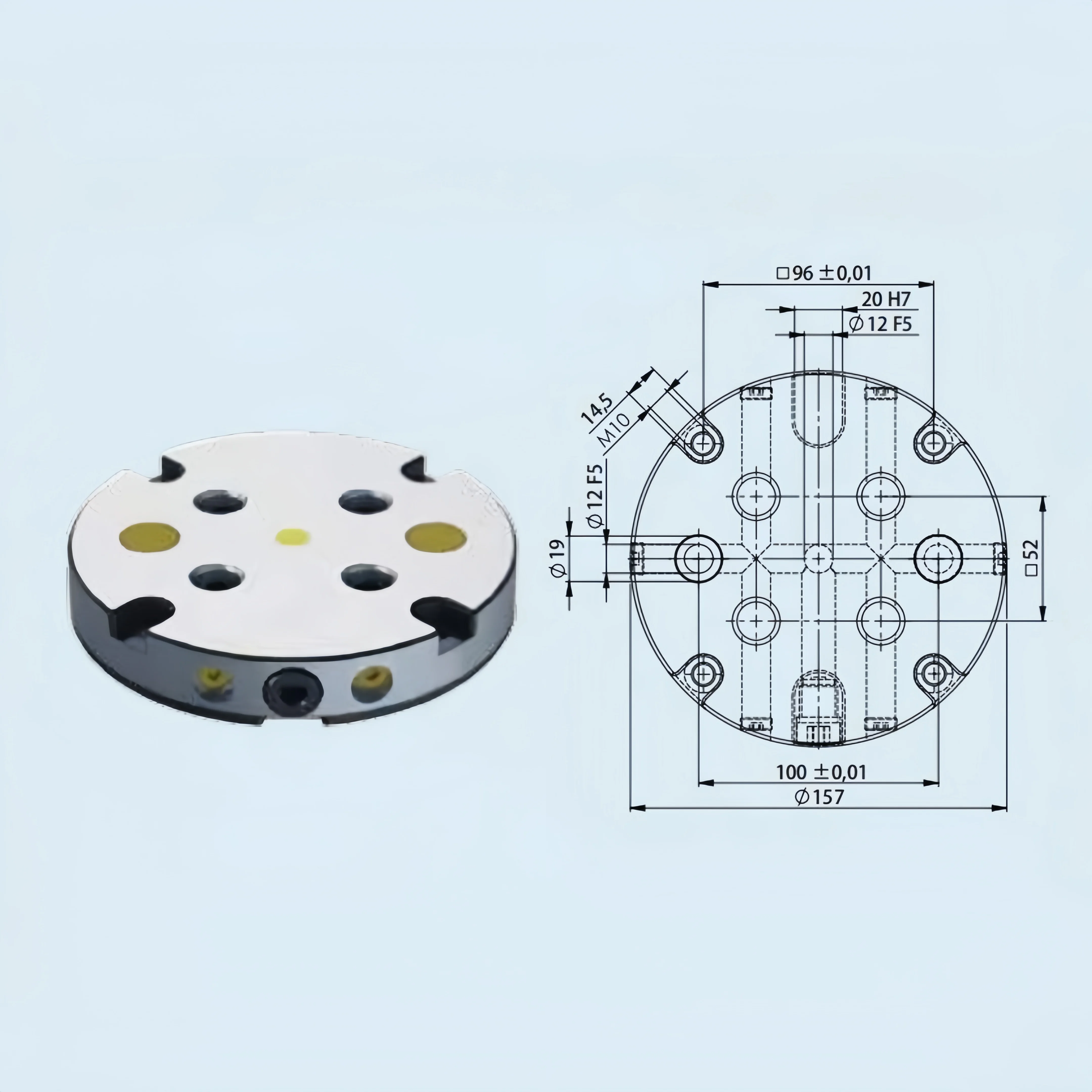 Zero Point Pallet Model 3A-110165 D157mm Compatible Lang Vise 0.005mm Precision for CNC/EDM