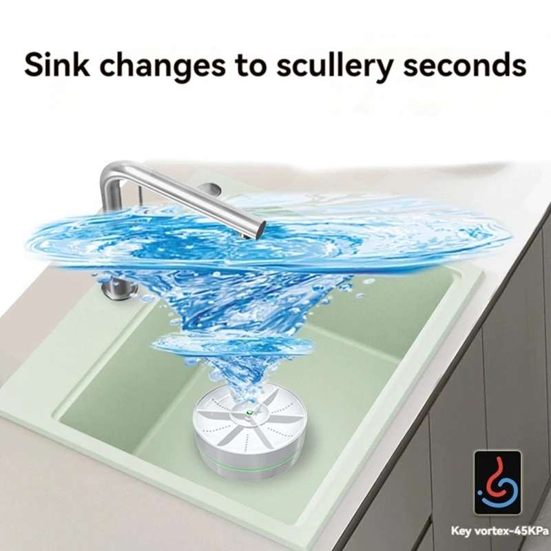 Ultrasonic Dish Washer Portable Mini Turbo Dishwasher, Vegetable Washing Machine Household Sink Dishwasher Device A-A21I