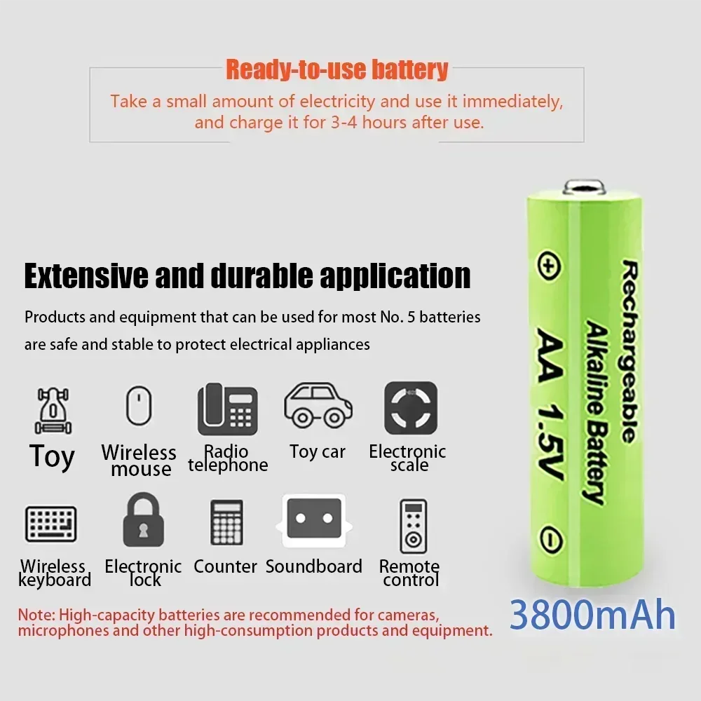 1.5V AA 3800mAh NI-MH Rechargeable Battery 1 5v recharge battery aa Torch Toys Clock MP3 Player Wireless Keyboard Wireless Mouse