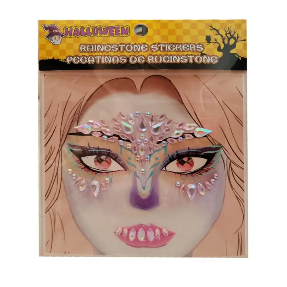 

Colorful Halloween Face Sticker Fashion Diamond Eyebrow Sticker 3D Rhinestone Tattoo Stickers Glitter Crystal