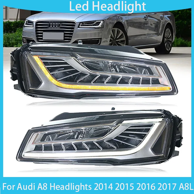 Car Light For Audi A8 2014-2017 Headlight LED Projetor head Lamp Daytime Running Light Automotive Accessories