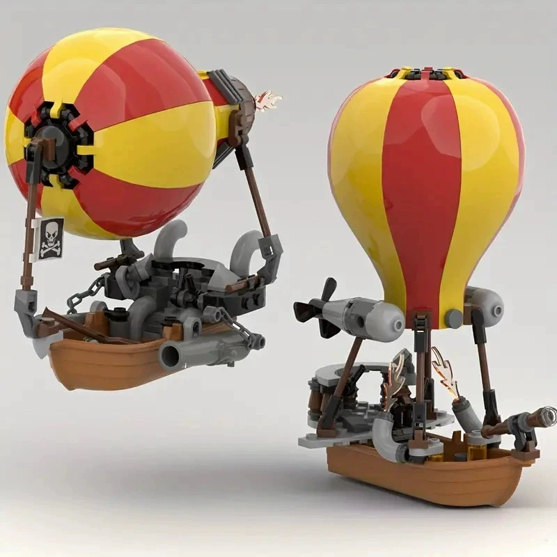 

MOC City Steam Punk Airship Building Blocks Pirat Flag Airship Hot Air Balloon Bricks Toys