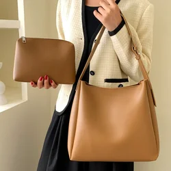 Borsa Tote da donna in pelle retrò Versatile borsa per la spesa da donna di grandi dimensioni borsa a tracolla femminile di alta qualità borse per ascelle semplici in tinta unita