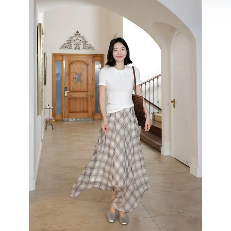 

Ele Design Sensation Midi Skirt Summer New Basic Match ort Sve T-irt Coordinated Set Faionable Women's Outfits