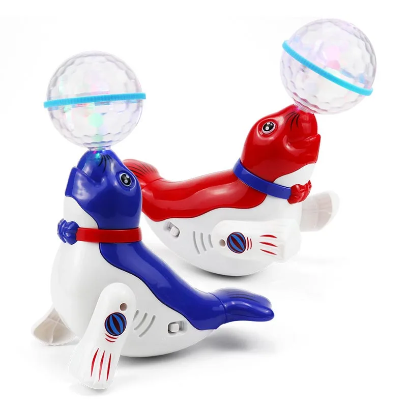 Kid Toys Top Ball Sea Lion Dolphin Electric Toys Children's Universal Rotating Light Music Projection Dancing Children's Toys